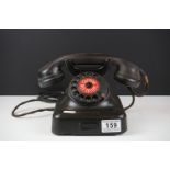 Black Bakelite post office type telephone, stamped 'post' to base