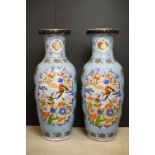 Pair of Large 20th century Japanese Ceramic Baluster Vases, 60cm high