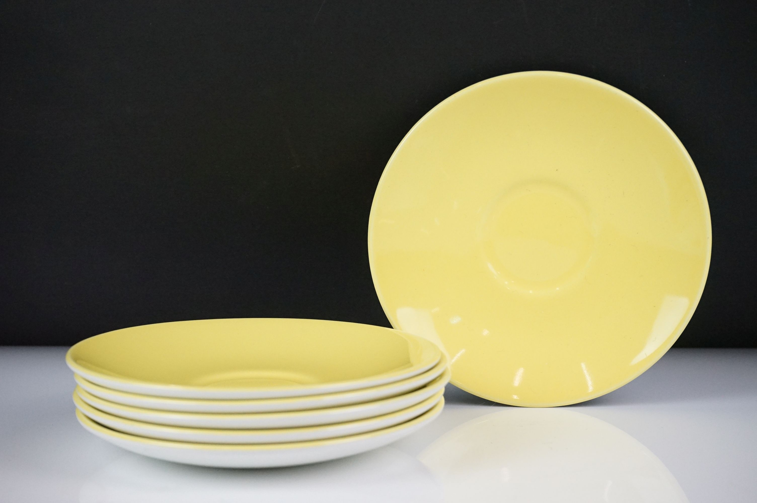 Poole Pottery bright yellow coffee service to include a coffee pot & cover, hot water jug, 6 tall - Image 5 of 7