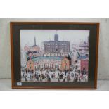 L S Lowry Print ' VE Day Victory in Europe ' 56cm x 44cm, framed and glazed