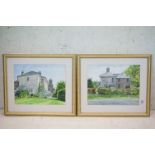 Pair of Watercolours of The Old Rectory, Hardenhuish Lane, Chippenham, one signed, 40cm x 32cm,