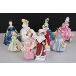 Ten Royal Doulton porcelain figures of young ladies and girls, to include HN 2120 Dinky Do, HN