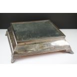 Early 20th century Silver Plated Square Wedding Cake Stand with mirrored top, 46cm wide