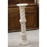 Grand Tour style Alabaster Pedestal / Jardiniere Stand with circular top, carved twisted column