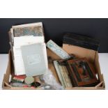 Box of 19th century stationery items, to include a travelling writing box