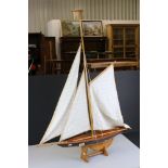 Wooden Pond Yacht on stand, 64cm long