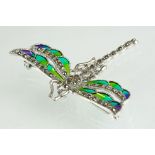Silver plique-a-jour dragonfly pendant / brooch
