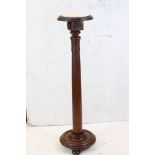 19th century William IV mahogany torchere with inset marble top