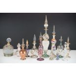 A collection of Egyptian style hand blown glass scent bottles.