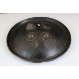 19th century Indian Leather / Hide Dhal, the circular shield lacking a metal boss, 46cm diameter