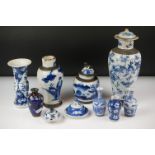 Collection of Chinese Ceramics including Gu Shaped Blue and White Vases with four Kangxi marks to