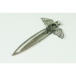 Silver bookmark with bat finial