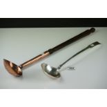 Georgian copper skimming ladle with mahogany handle & a silver plated 19th century ladle