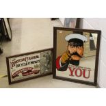 Two Replica Advertising Mirrors ' You're country needs you ' and ' The British Colonial Bicycle