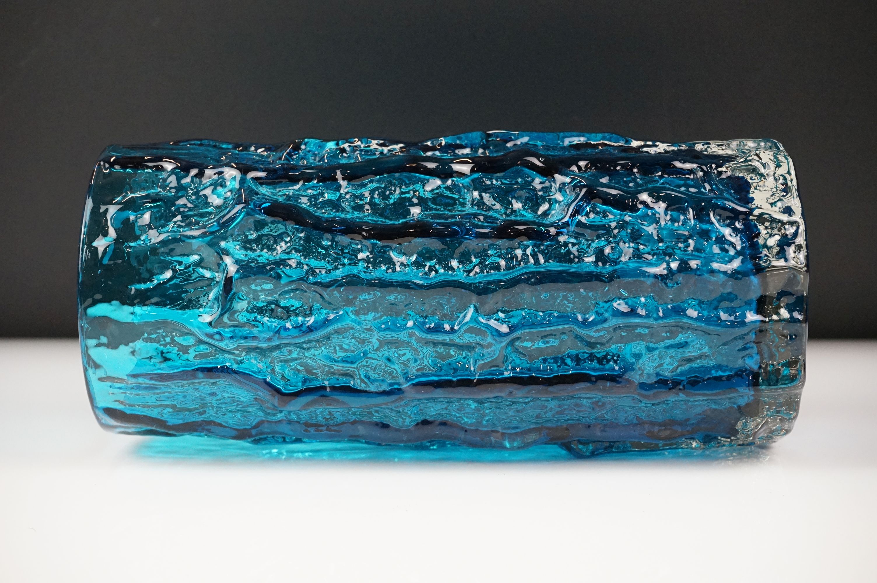 Whitefriars Kingfisher Blue Textured Bark Vase, pattern no. 9691, approx 23cm high - Image 4 of 8