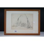 John Berney Crome (1794-1842) Pencil Drawing of a Figure by a Well, signed lower left and dated