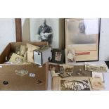 Box of Photographs including Military, Anzacs, WWI Portraits and a Large Photograph of an Officer