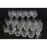 Collection of Waterford Crystal ' Colleen ' pattern cut glassware to include 10 wine glasses, 9