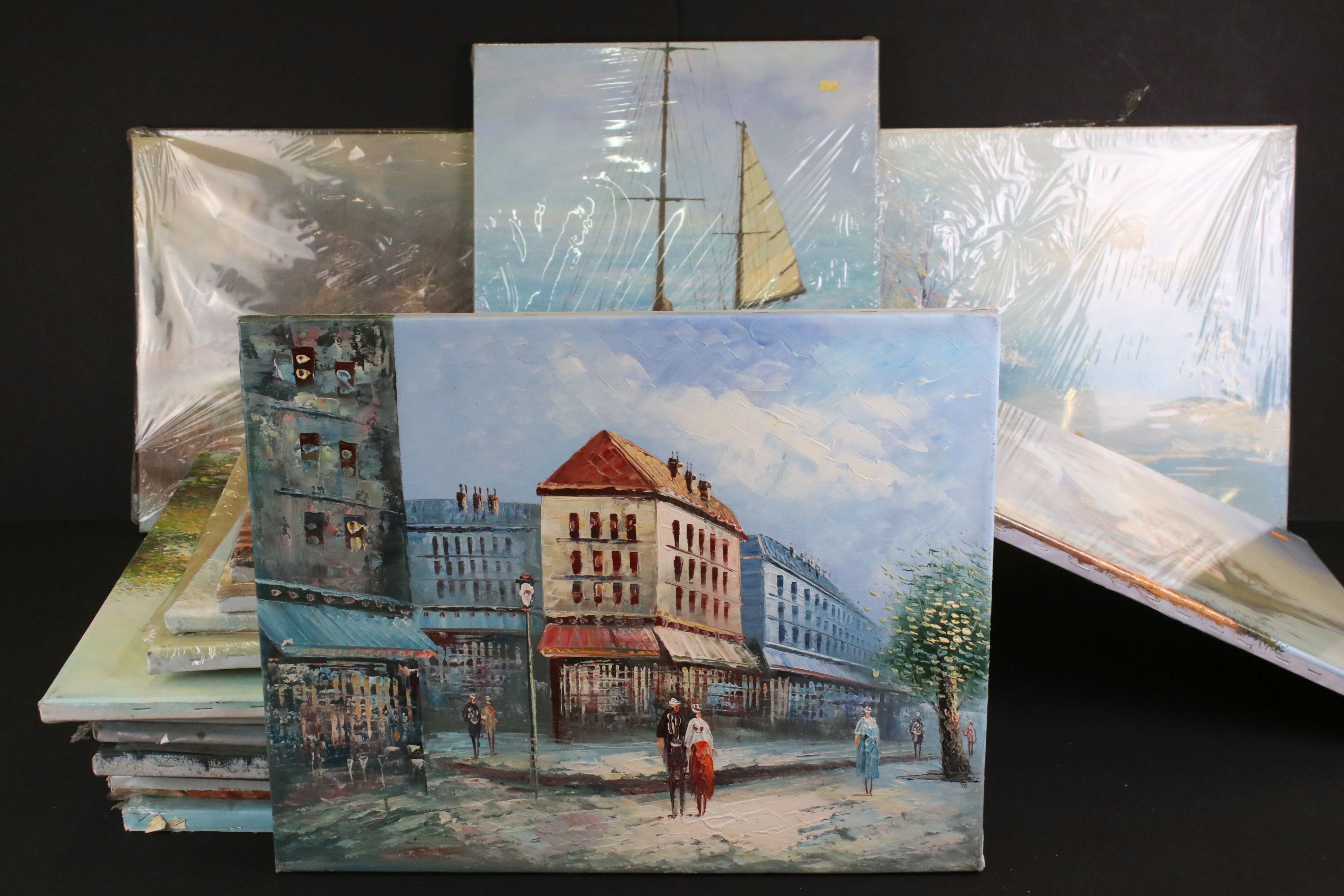 Collection of Seventeen Unframed mainly Landscape Oil Paintings on Canvas, largest 61cm x 51cm