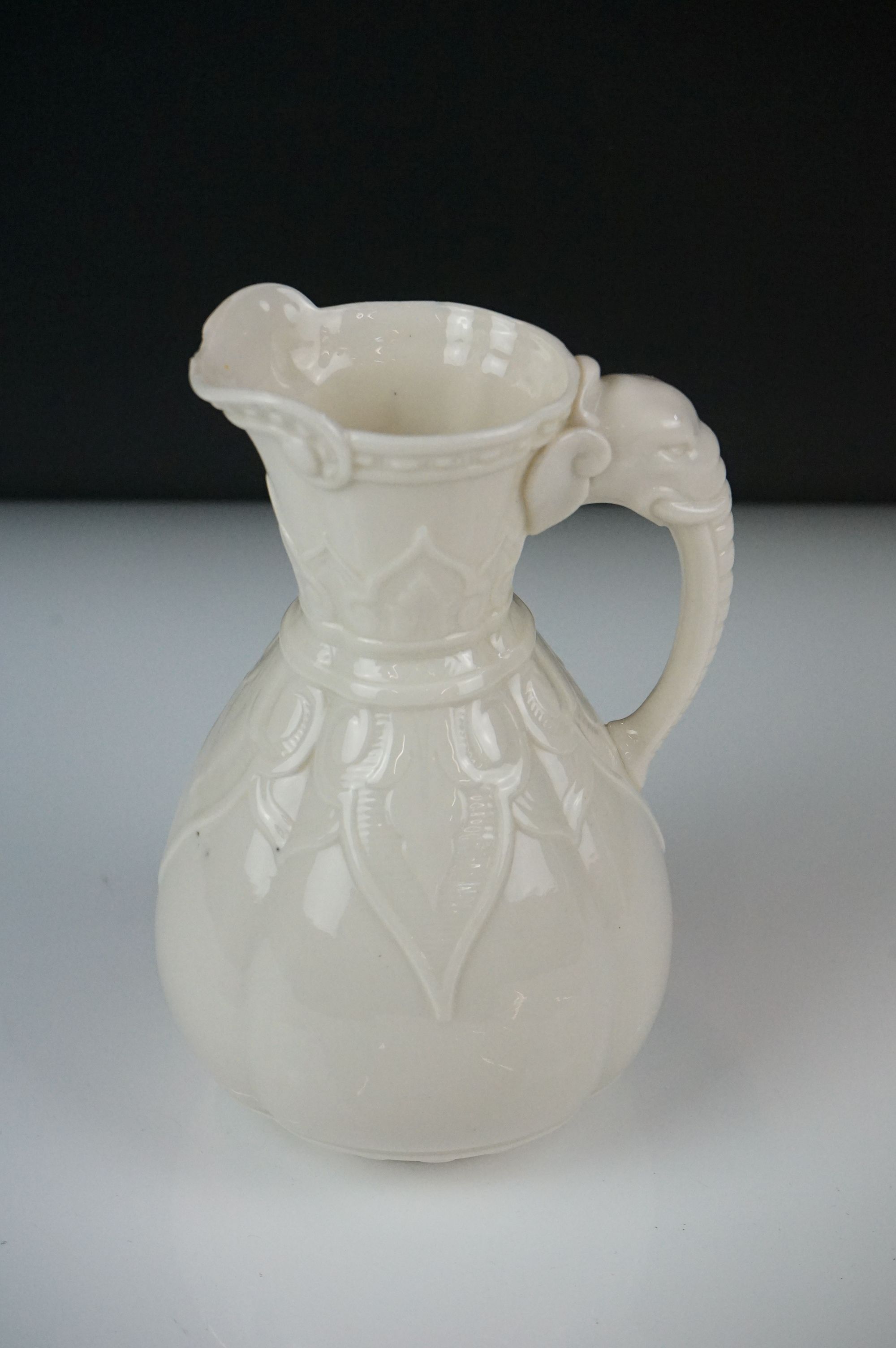 Royal Worcester blush ivory tusk-shaped jug painted with flowers, with gilt borders, 19cm high, - Image 9 of 12