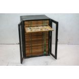 Late 19th / Early 20th century painted wooden microscope slide cabinet, with two glazed doors (1 a/