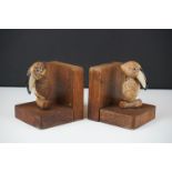 Pair of Henry Howell & Co Ltd YZ Style Bird Bookends carved from Brazil Nuts, circa 1940's, approx