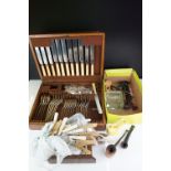 A Canteen of cutlery together with a selection of loose cutlery, a quantity of vintage pipes to