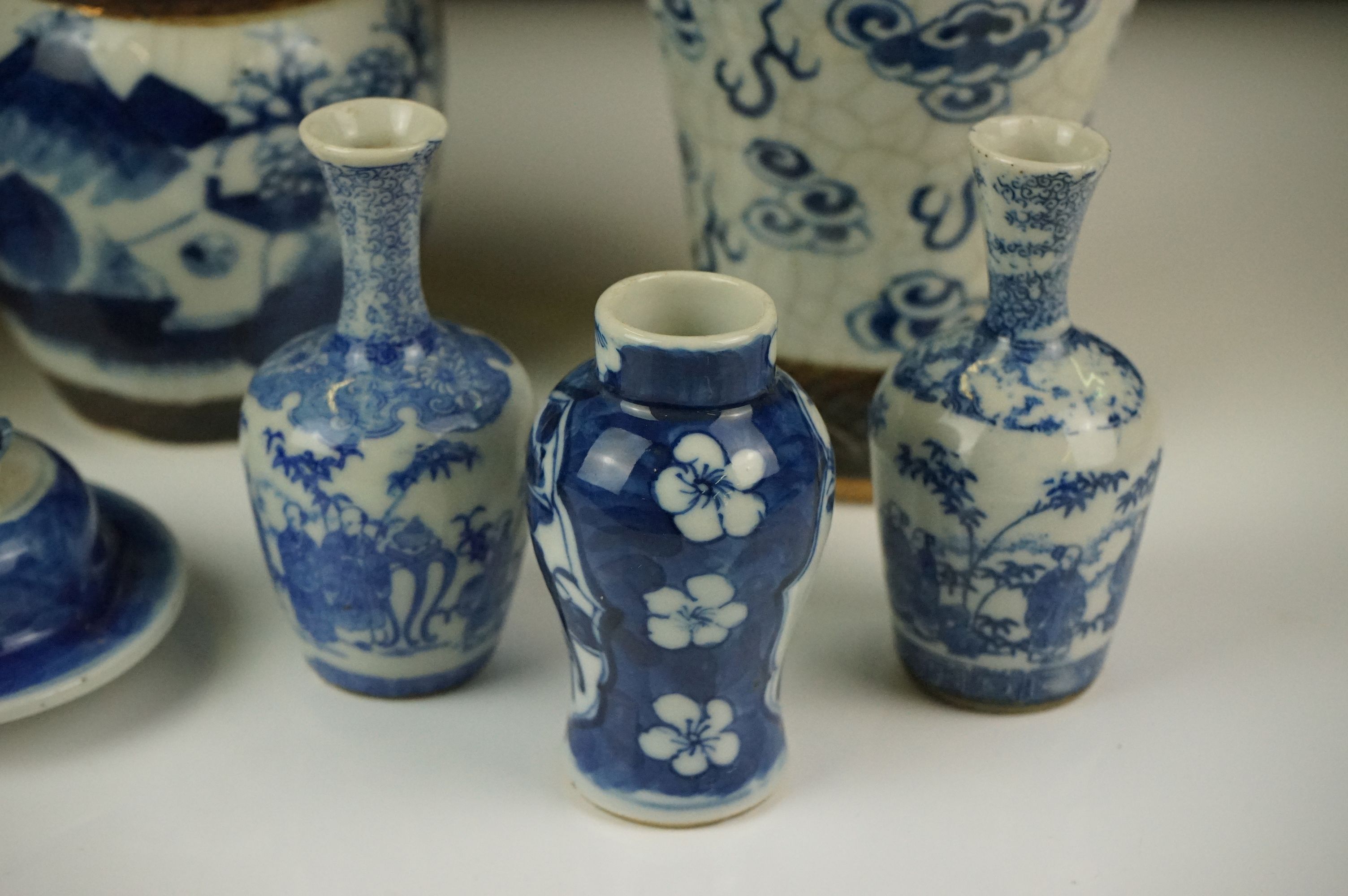 Collection of Chinese Ceramics including Gu Shaped Blue and White Vases with four Kangxi marks to - Image 2 of 9
