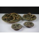 Two Portuguese ' Jose A Cunha ' Palissy Plates , both decorated with Snakes, Lizards and Bugs,