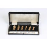 A cased set of six fully hallmarked 9ct gold model cars by E&H of Birmingham to include Ford,