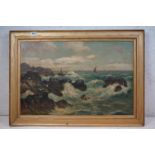 Alexander Mortimer (1885 - 1913) Oil on Canvas Seascape, signed and dated Alex Mortimer 1913, 74cm x