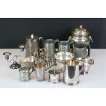 Mixed Lot of Silver Plate and Pewter including Two Mustard Pots with blue glass liners, pierced