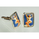 Pair of silver and enamel set cufflinks