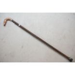 Walking stick with carved handle in the form of a Greyhound head, approx 90cm long