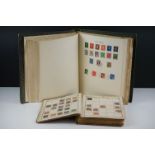 A collection of British and world stamps contained within two albums to include victorian examples.