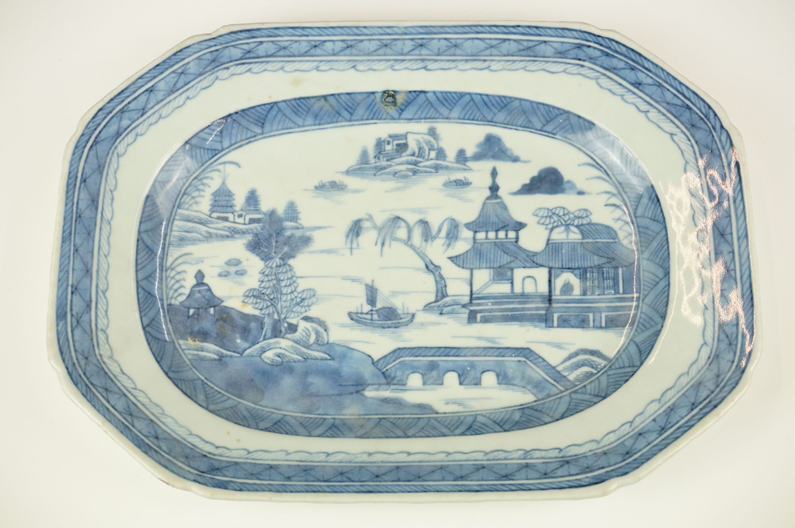 Chinese Blue and White Octagonal Plate, 29cm long together with Two Small Chinese Blue and White - Image 10 of 11