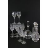Set of 10 Stuart Crystal ' Shaftesbury ' pattern cut glass wine glasses, 19cm high, together with