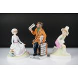 Three Royal Doulton porcelain figures to include ' The Newsvendor ', no. HN 2891, 21cm high, and two