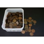 A collection of British pre decimal coins to include a large quantity of pennies.