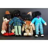 Four Merrythought Golly dolls, to include ltd edn Golly Mandarin ABP12MAN, ltd edn Bepo Clown