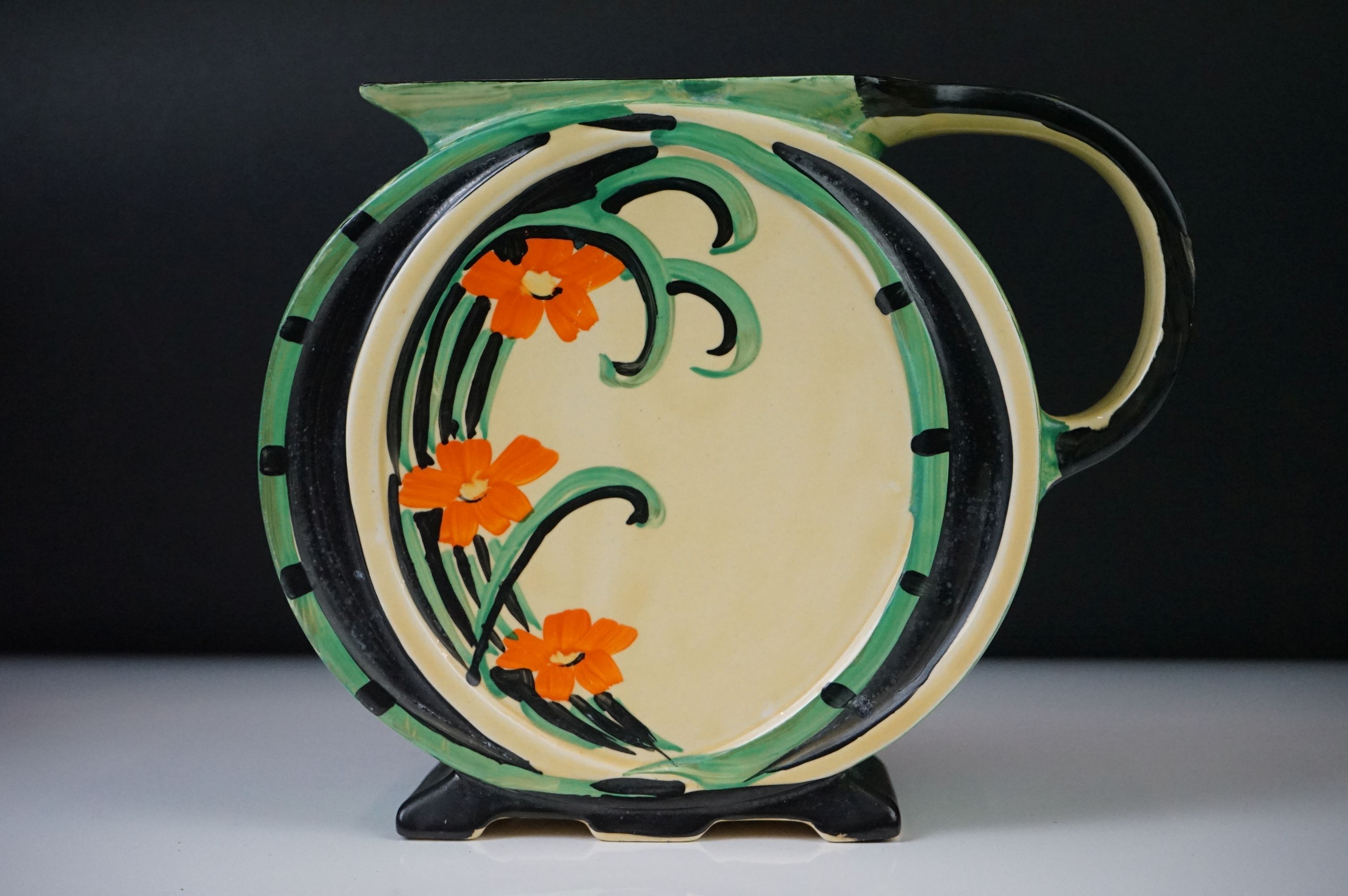 Four Myott, Son & Co hand painted Art Deco jug vases, decorated with floral, foliate and geometric - Image 2 of 20