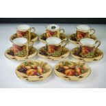 Aynsley ' Orchard Gold ' pattern coffee set with gilt detailing, to include 6 coffee cans and 8