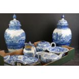 Collection of Copeland Spode's Italian Blue and White Pattern ceramics, to include a pair of vases &