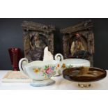 Group of mixed collectables to include a Tuscan Decoro Pottery twin-handled footed planter and bowl,
