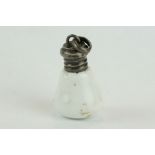 Late 19th century miniature scent bottle of bulb form, white metal screw top lid, length approx 2.