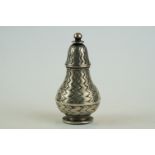 German unmarked silver seal pomander, circa 1740, baluster form with engine turned decoration,