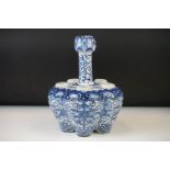 Chinese Porcelain Blue and White Tulip Vase, decorated with birds, flowers and patterned borders,