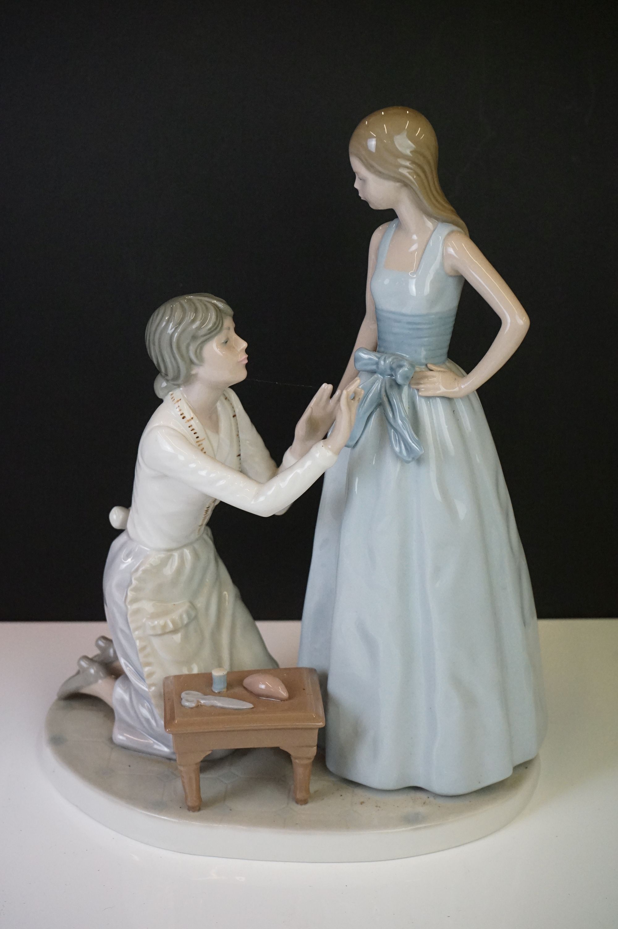 Six Nao by Lladro porcelain figures to include a girl with a goat (29.5cm high), a tailor and a - Image 3 of 7