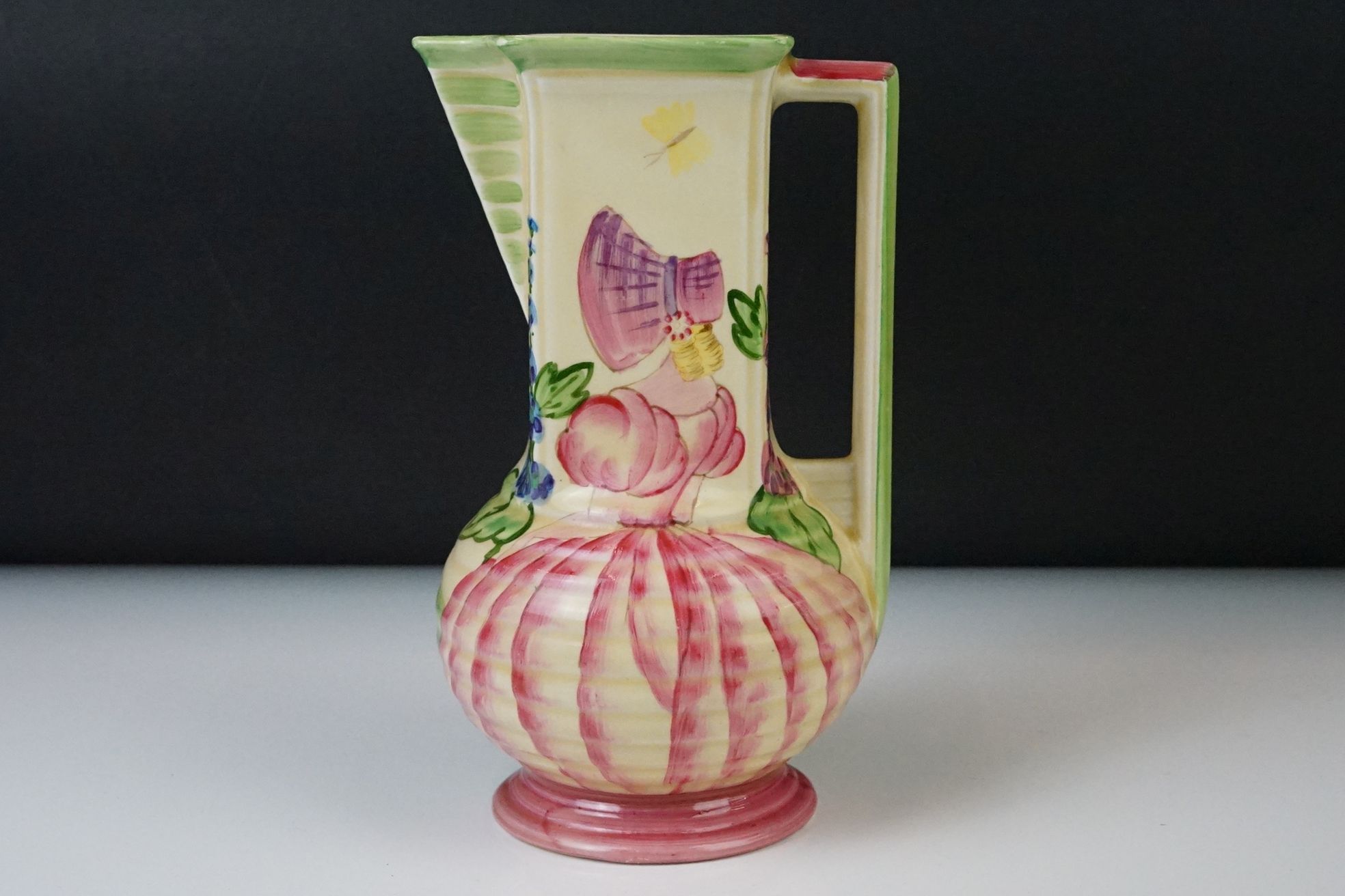 Four Myott, Son & Co hand painted Art Deco jug vases, decorated with floral, foliate and geometric - Image 11 of 20