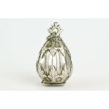 Early 18th century continental white metal pomander, cast foliate decoration, hinged opening, length